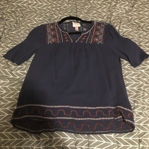 Knox rose embroidered blouse, dark blue